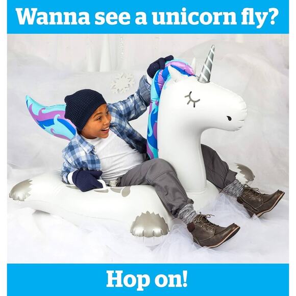 BigMouth Inc. Unicorn Snow Tube, Inflatable Sled - Picture 3 of 7